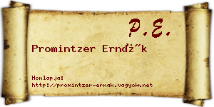 Promintzer Ernák névjegykártya